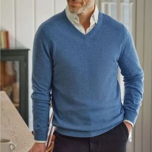 Levy’s Nashville 100% cashmere blue vneck sweater size XXL